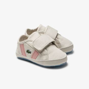 Lacoste Sideline Crib Canvas Sneakers - Tenisky Dětské Bílé / Světle Růžové | CZ-0V3hIb